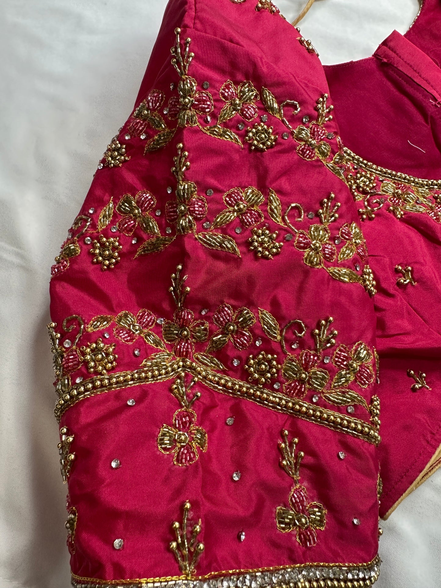 Pink Maggam Aari Embroidery Blouse