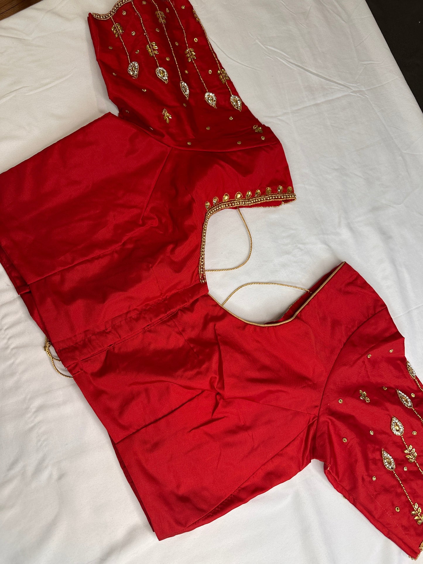 Red Maggam Aari Embroidery Blouse