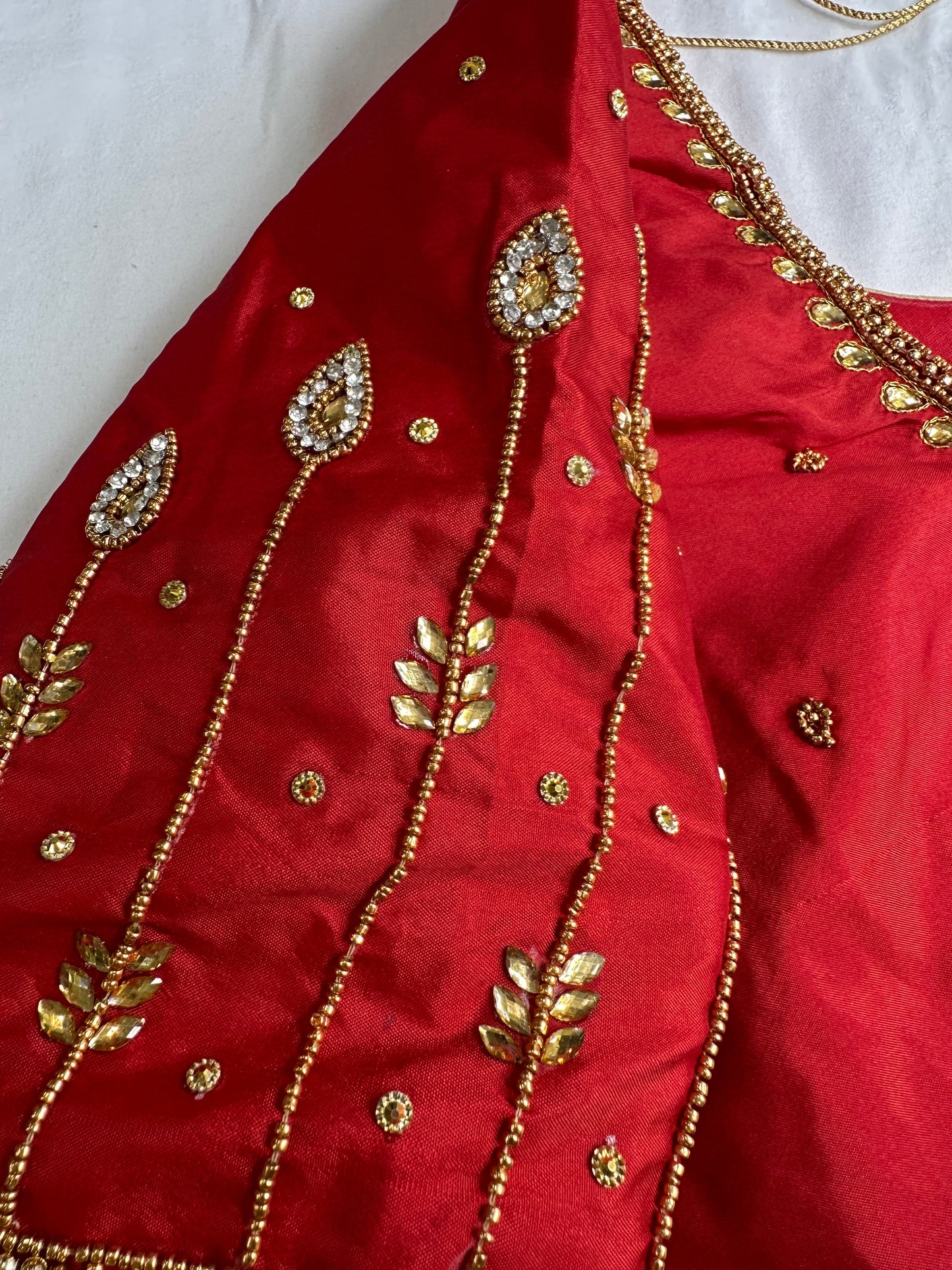Red Maggam Aari Embroidery Blouse