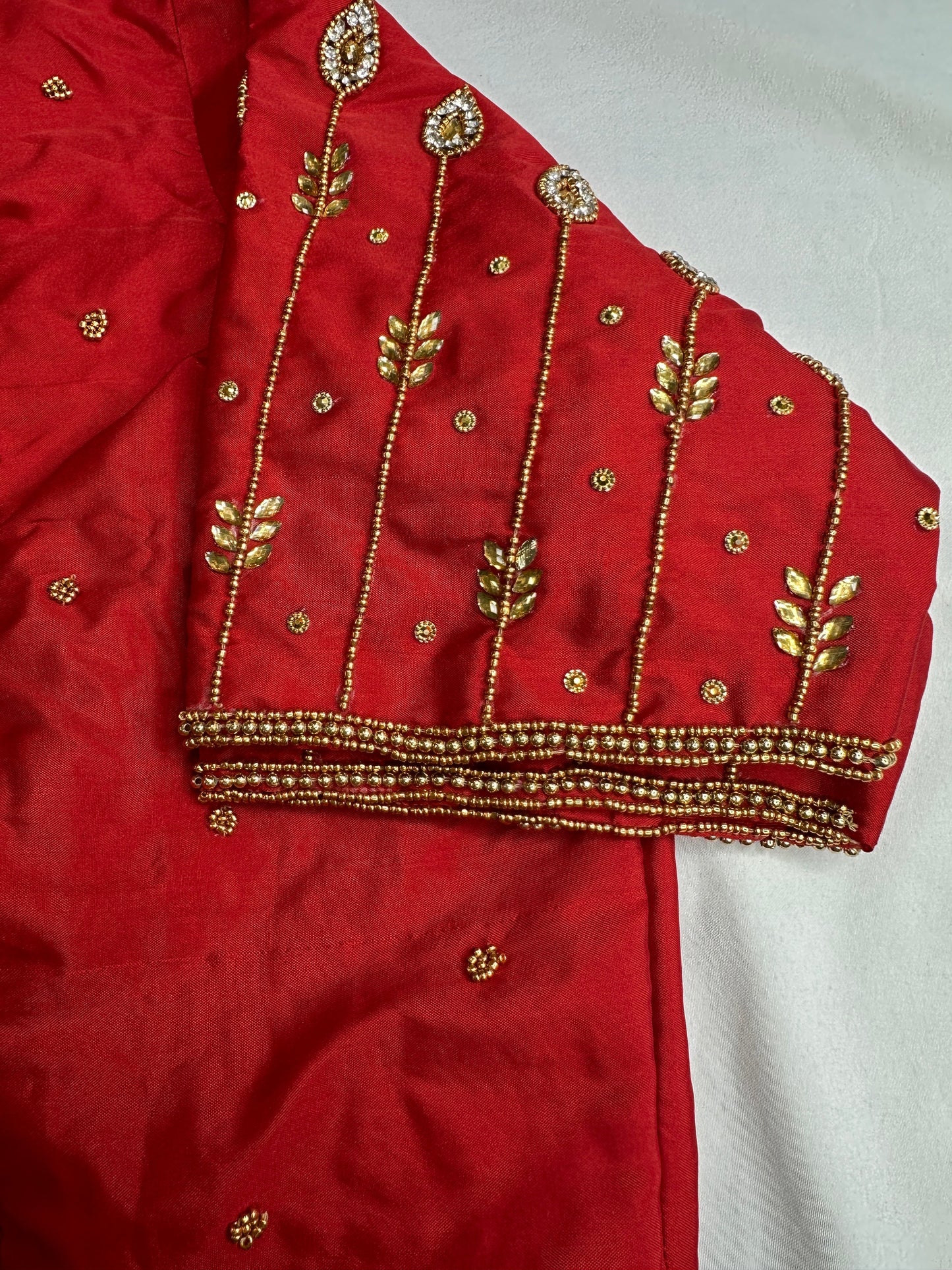 Red Maggam Aari Embroidery Blouse