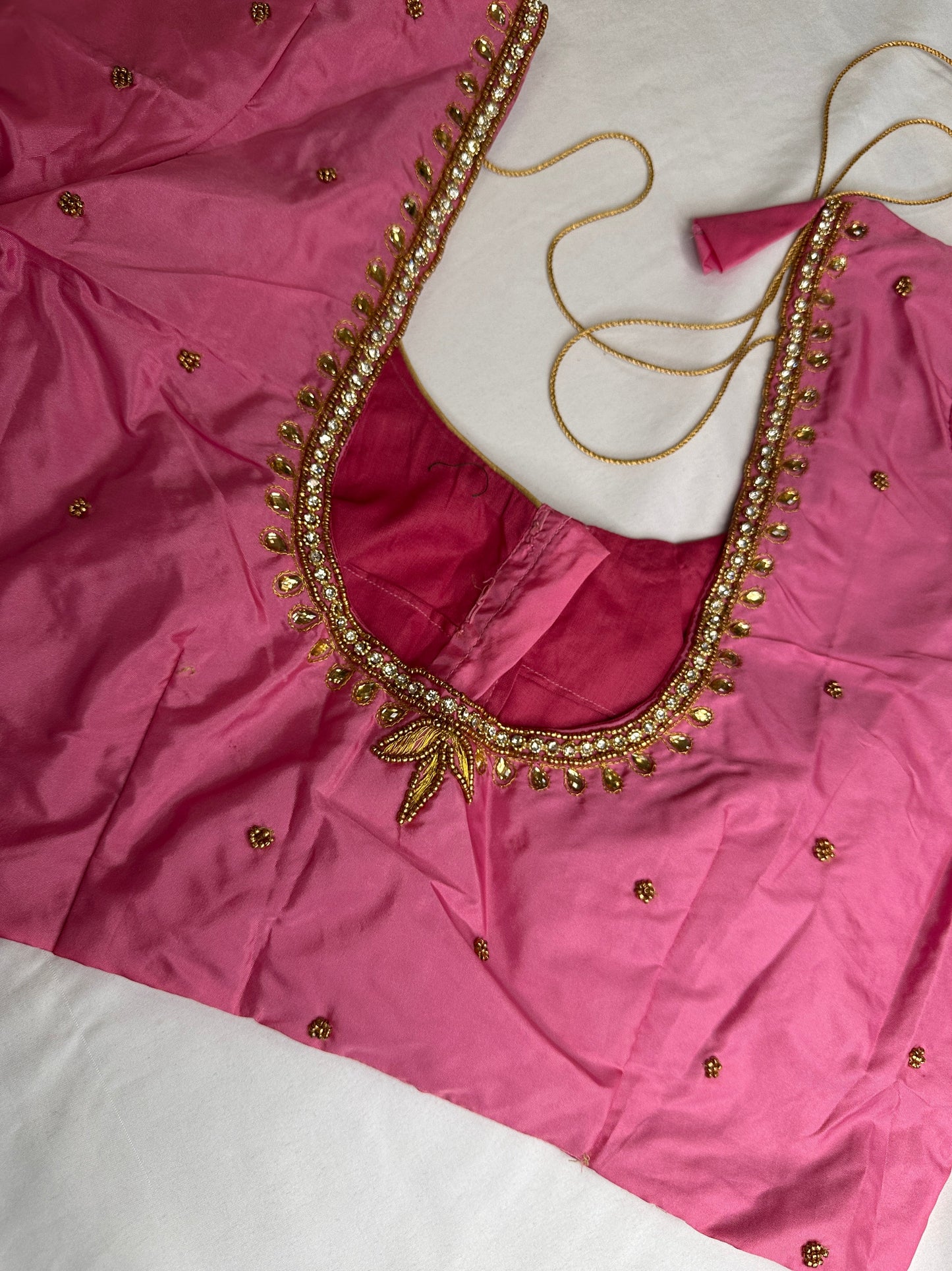 Pink Maggam Aari Embroidery Blouse