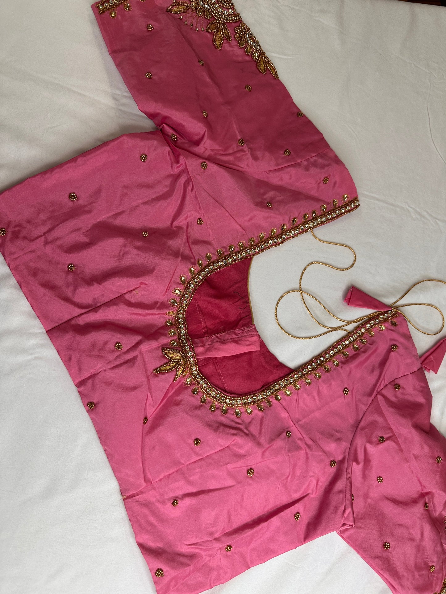 Pink Maggam Aari Embroidery Blouse