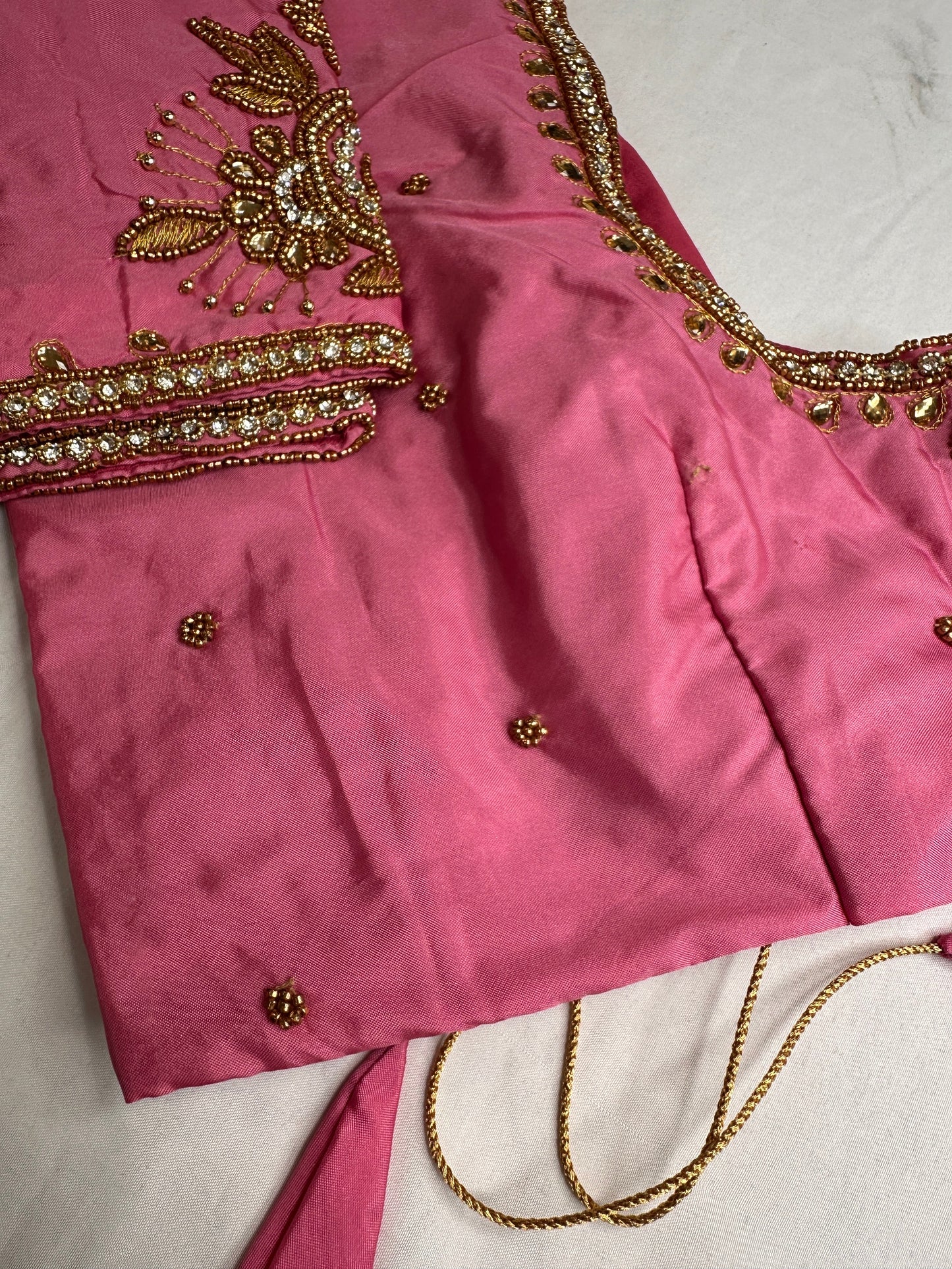 Pink Maggam Aari Embroidery Blouse