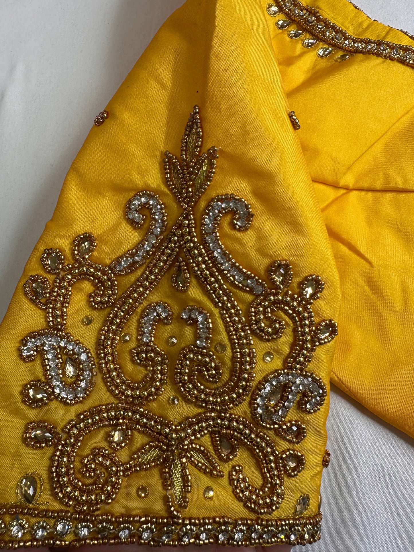 Yellow Maggam Aari Embroidery Blouse