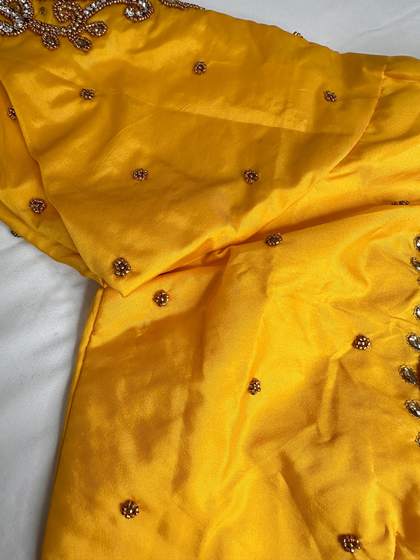 Yellow Maggam Aari Embroidery Blouse