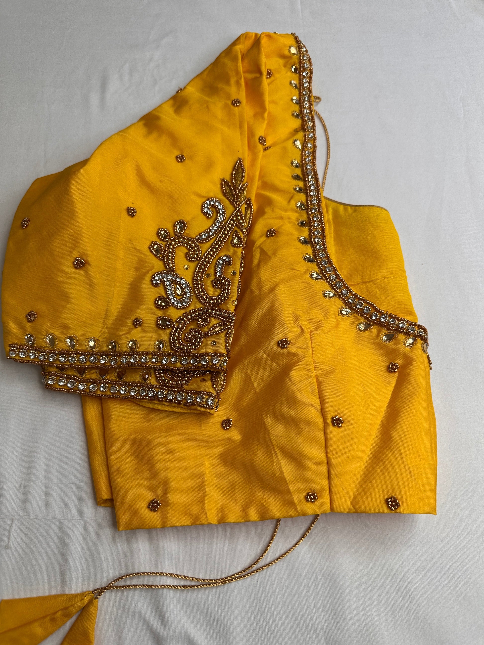 Yellow Maggam Aari Embroidery Blouse