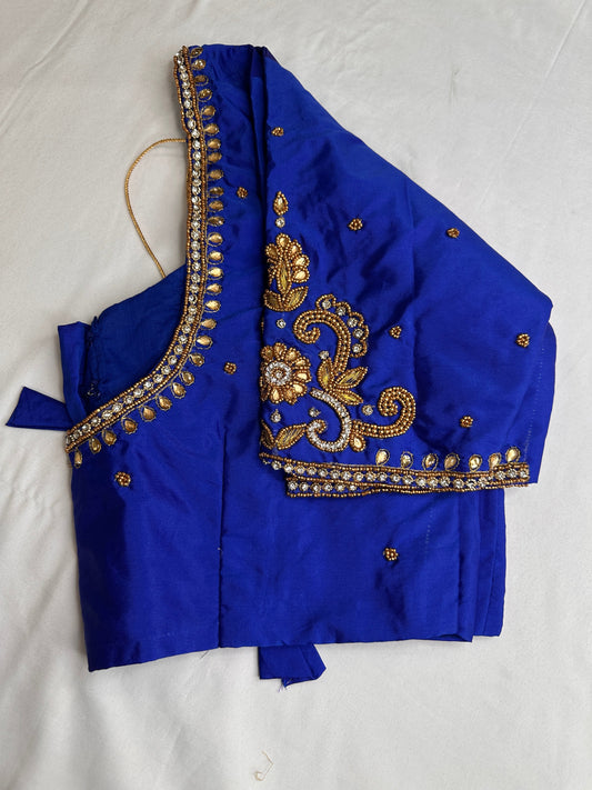 Blue Maggam Aari Embroidery Blouse