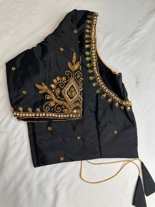 Black Maggam Aari Embroidery Blouse