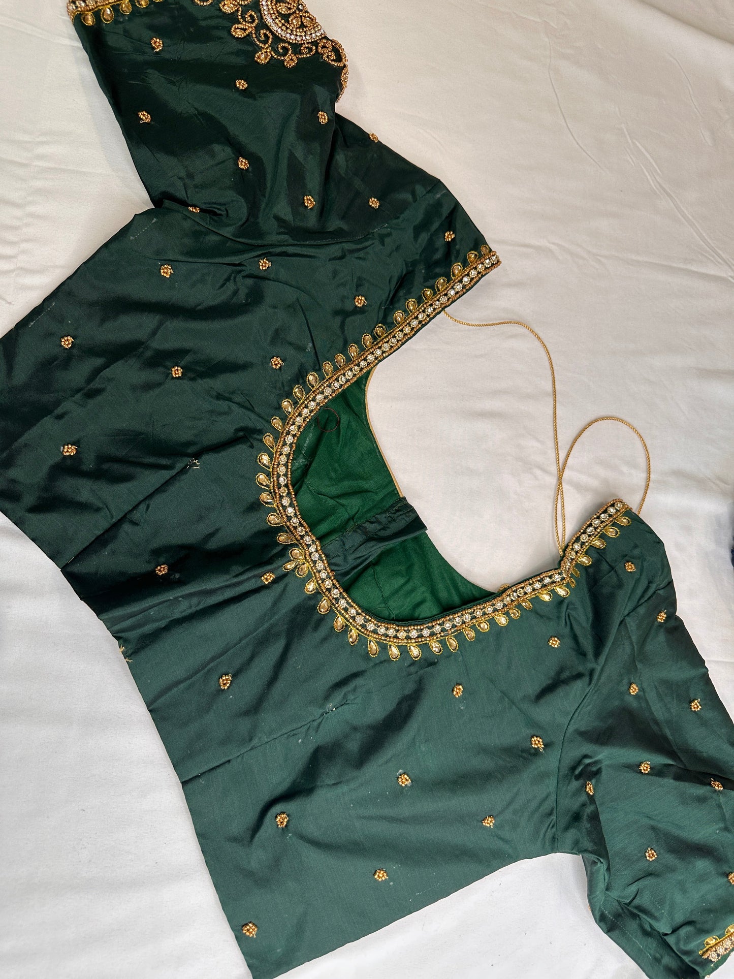 Green Maggam Aari Embroidery Blouse