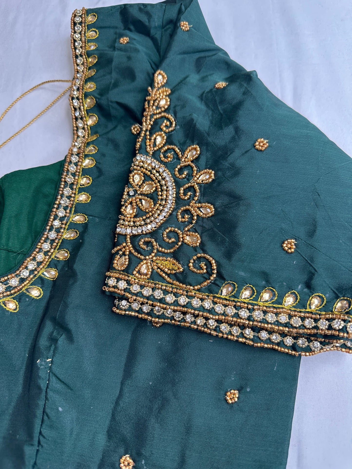 Green Maggam Aari Embroidery Blouse