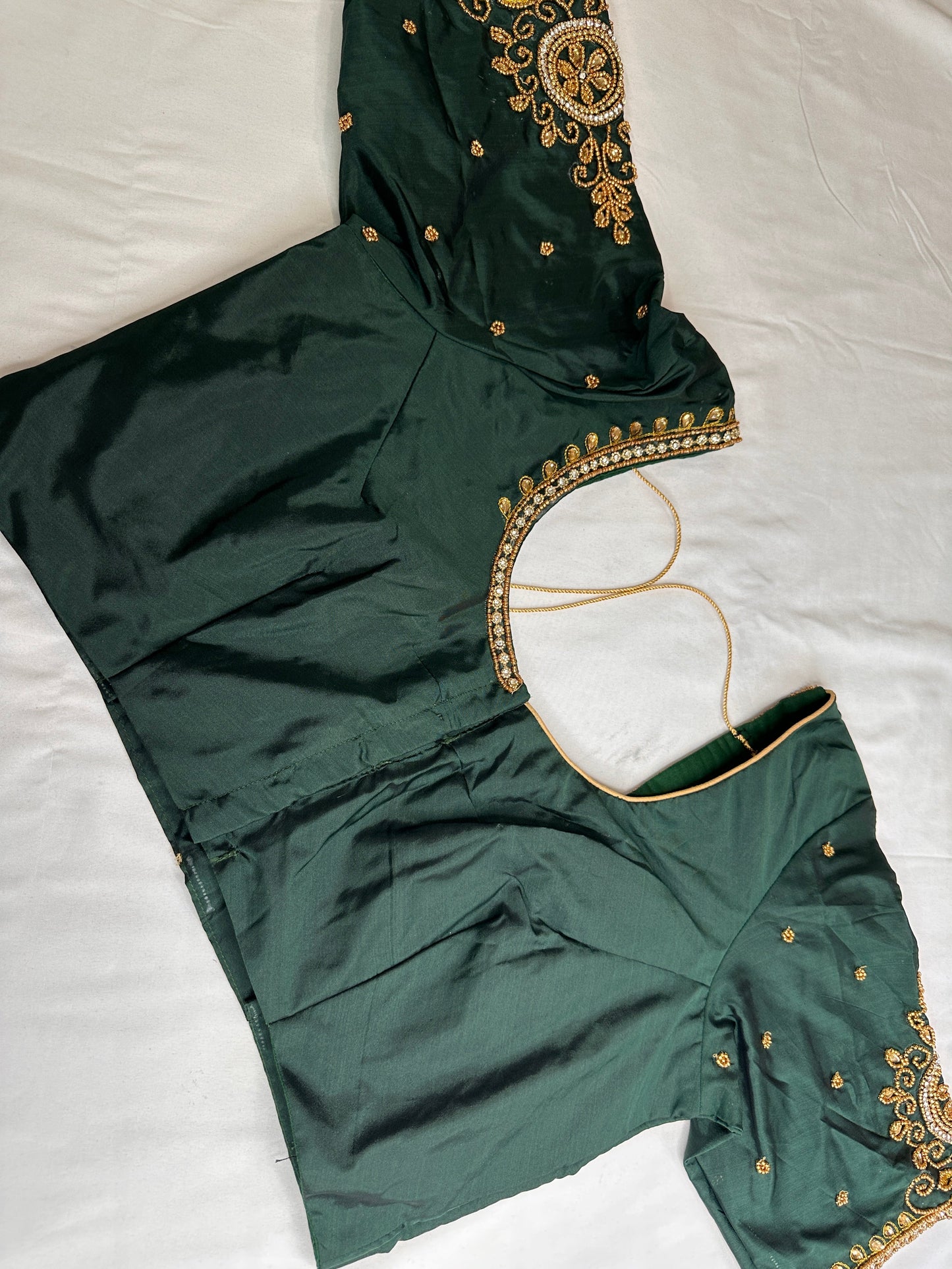 Green Maggam Aari Embroidery Blouse