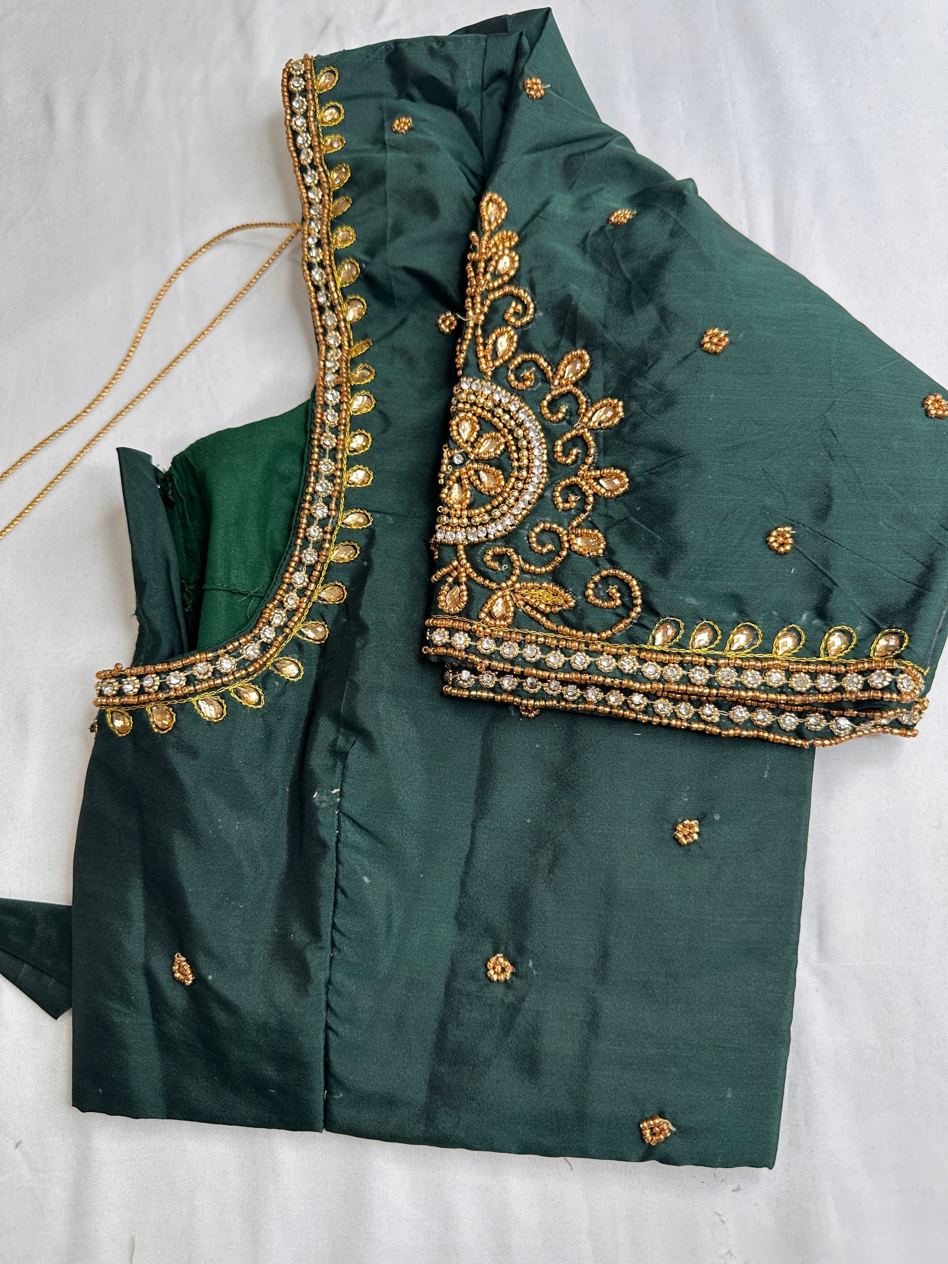 Green Maggam Aari Embroidery Blouse