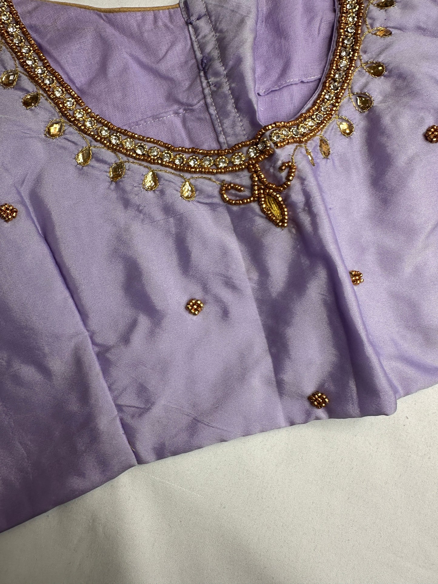 Lavender Maggam Aari Embroidery Blouse