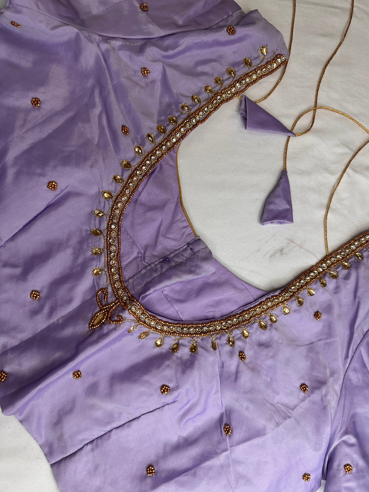 Lavender Maggam Aari Embroidery Blouse