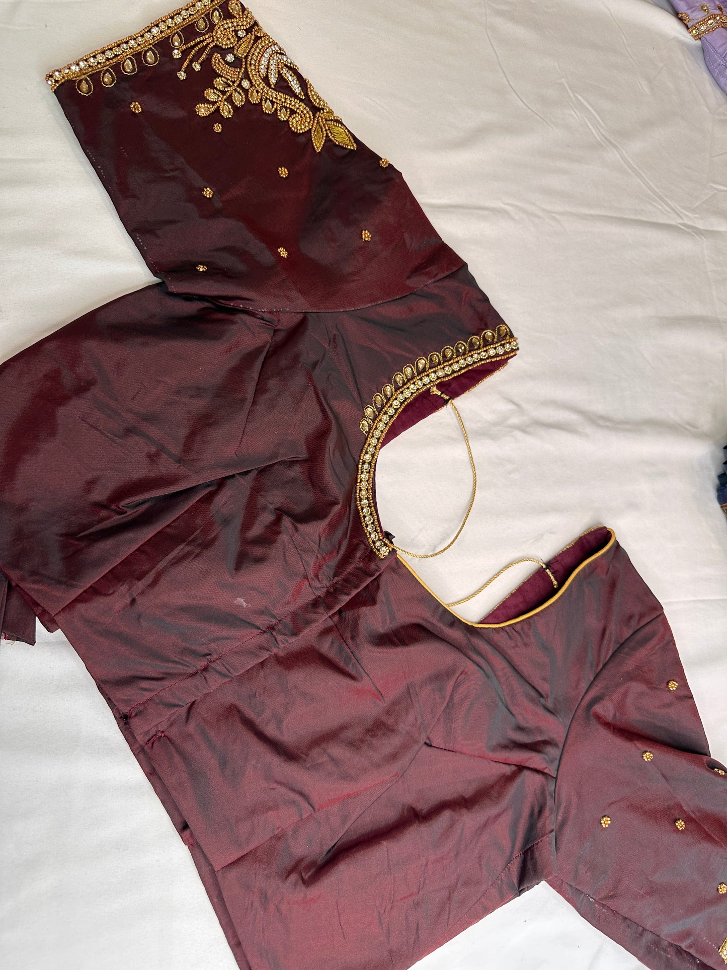 Plum Maggam Aari Embroidery Blouse