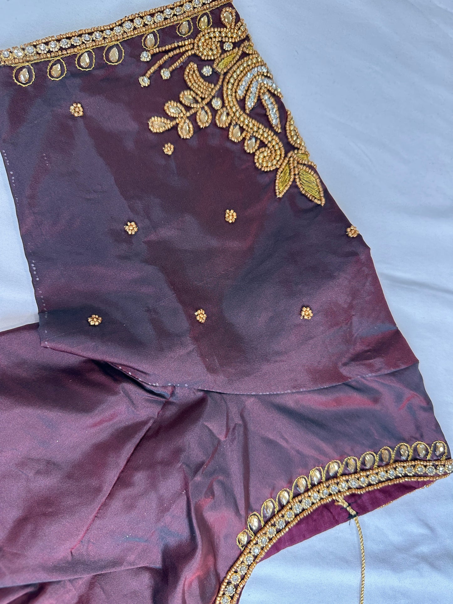 Plum Maggam Aari Embroidery Blouse
