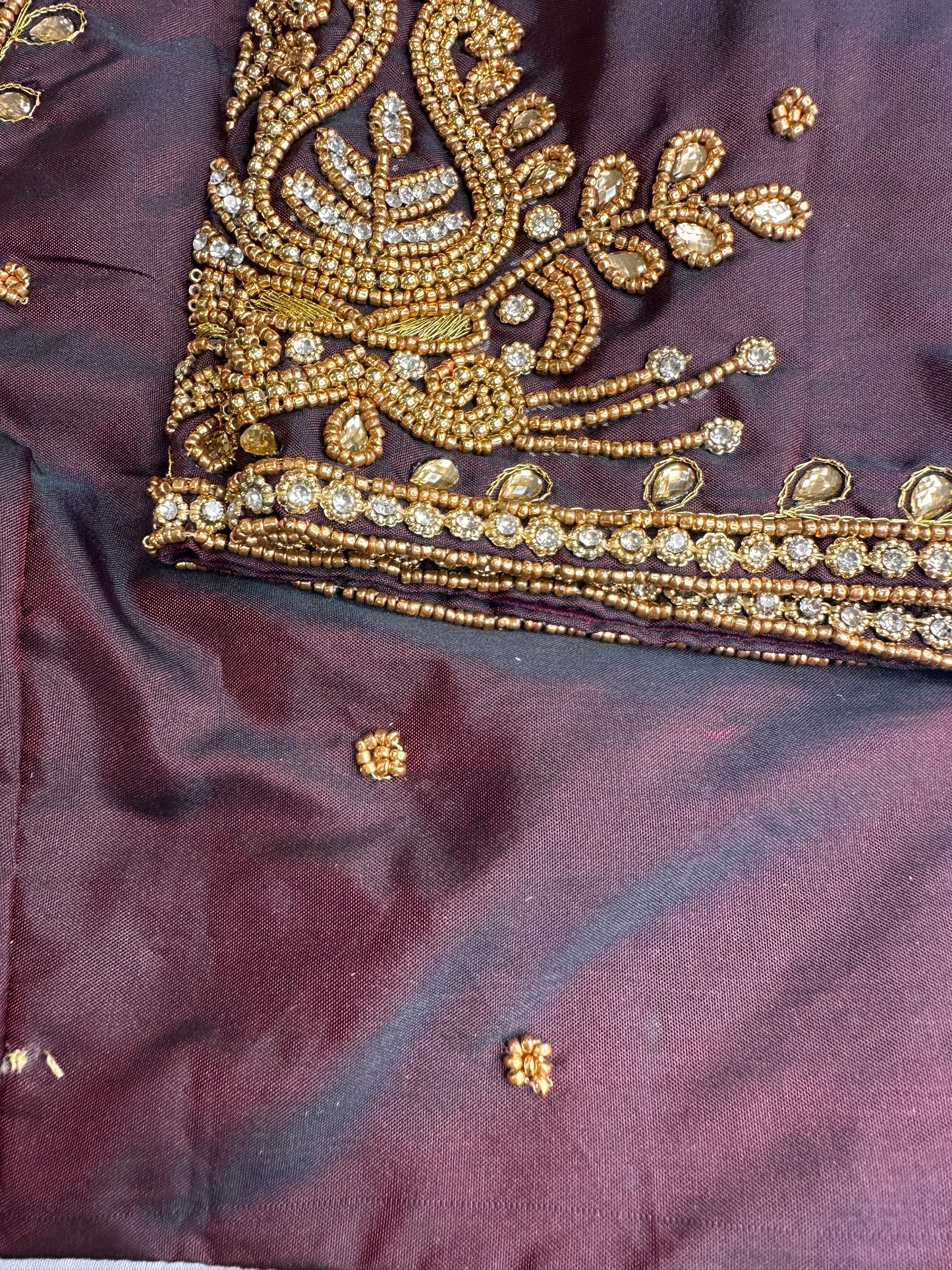 Plum Maggam Aari Embroidery Blouse