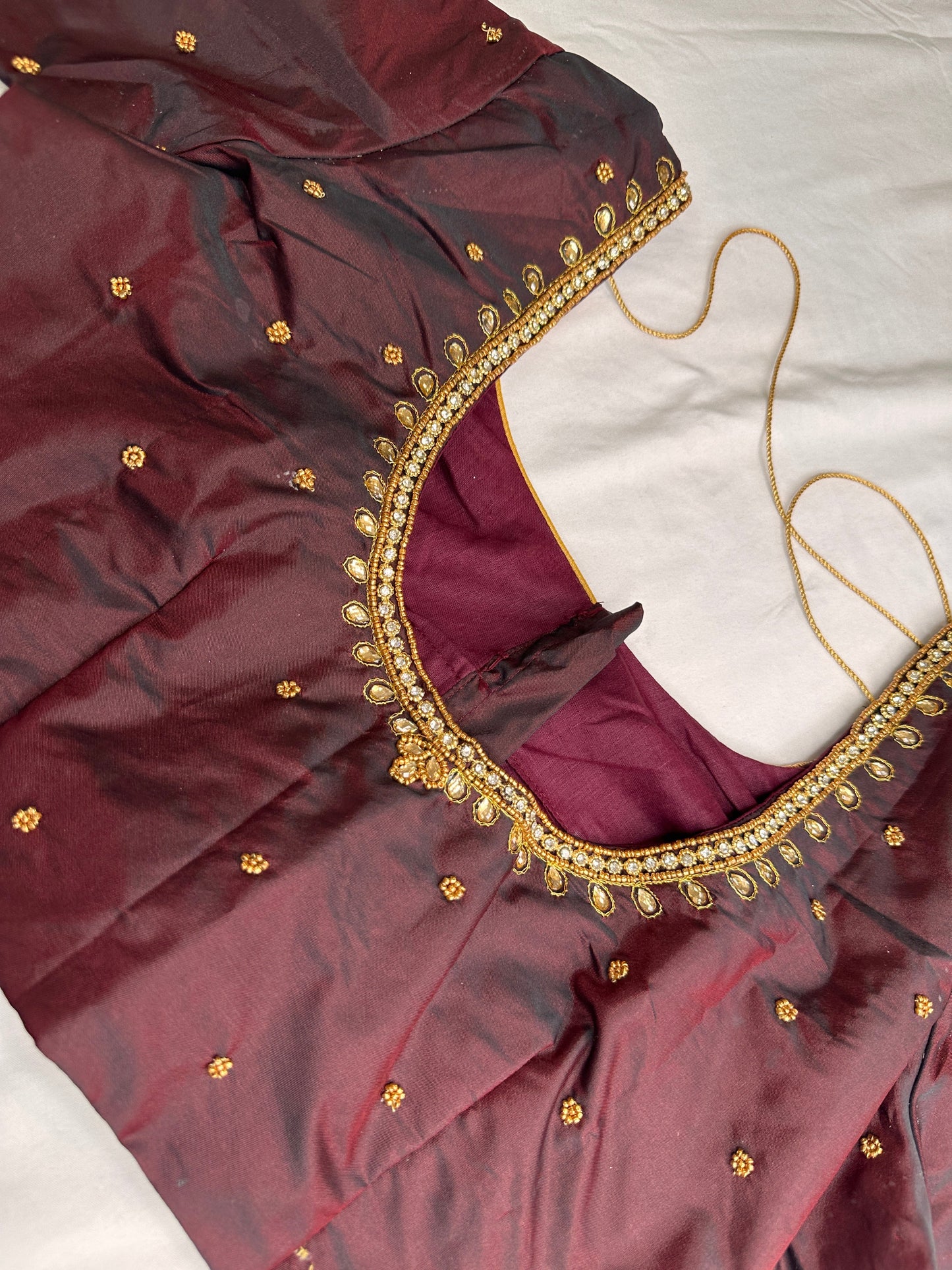 Plum Maggam Aari Embroidery Blouse