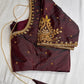 Plum Maggam Aari Embroidery Blouse