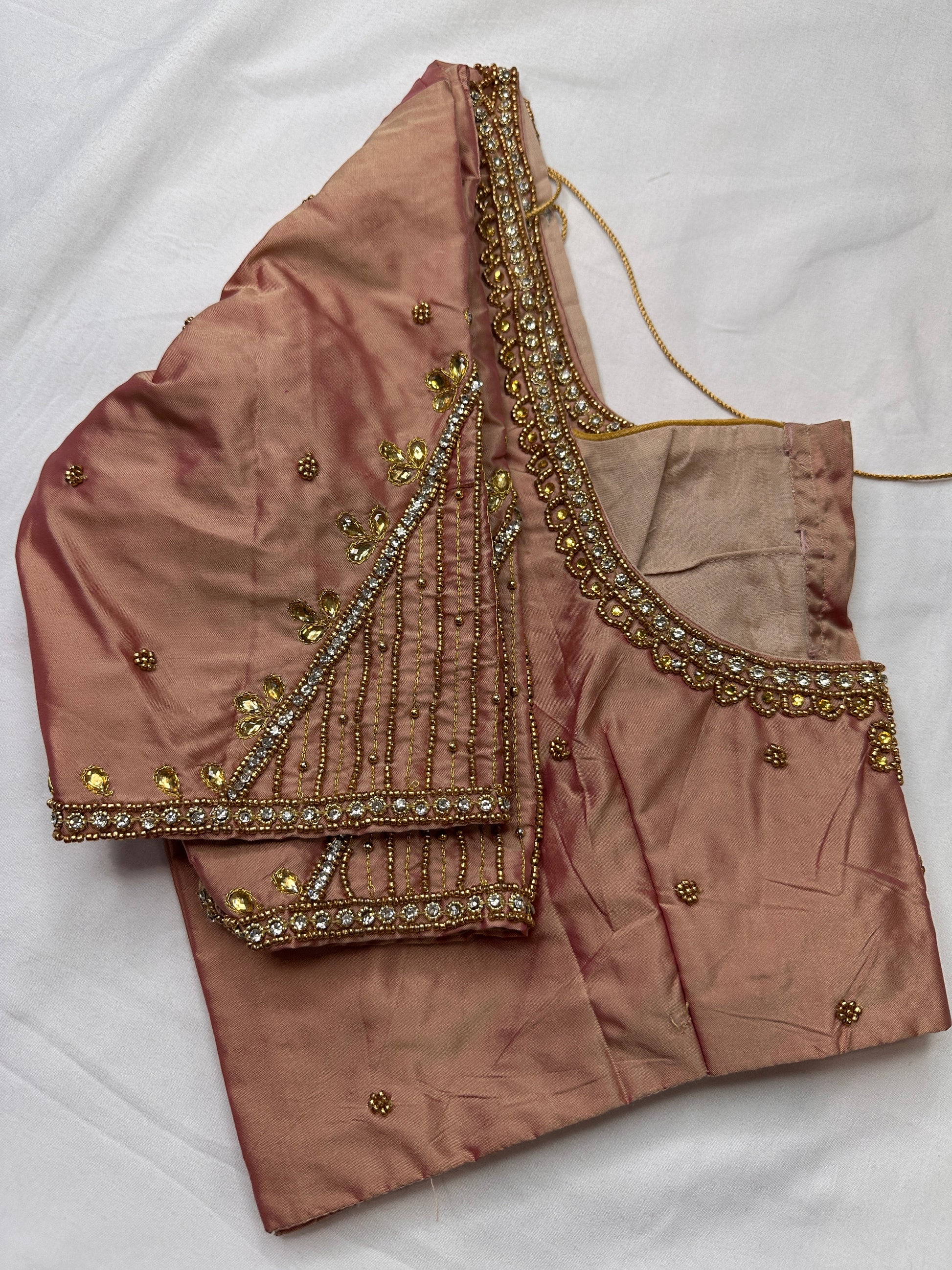 Dusty Rose Maggam Aari Embroidery Blouse