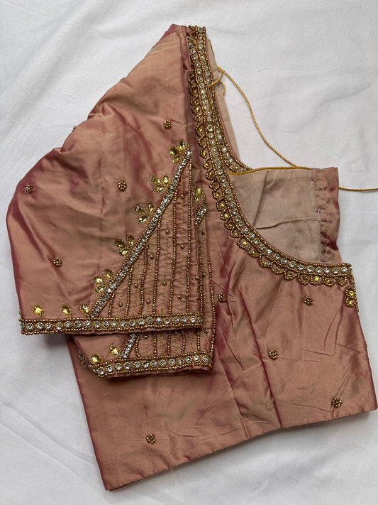 Dusty Rose Maggam Aari Embroidery Blouse
