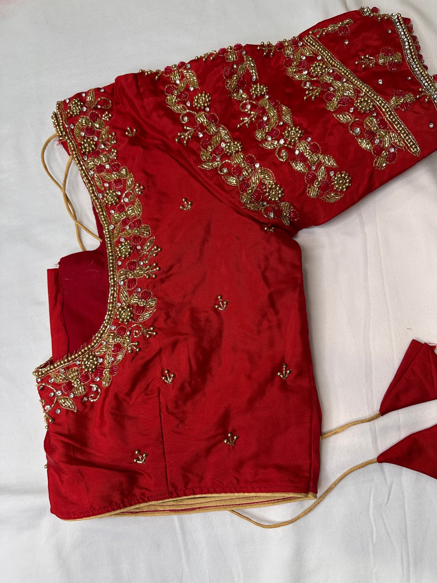 Red Maggam Aari Embroidery Blouse
