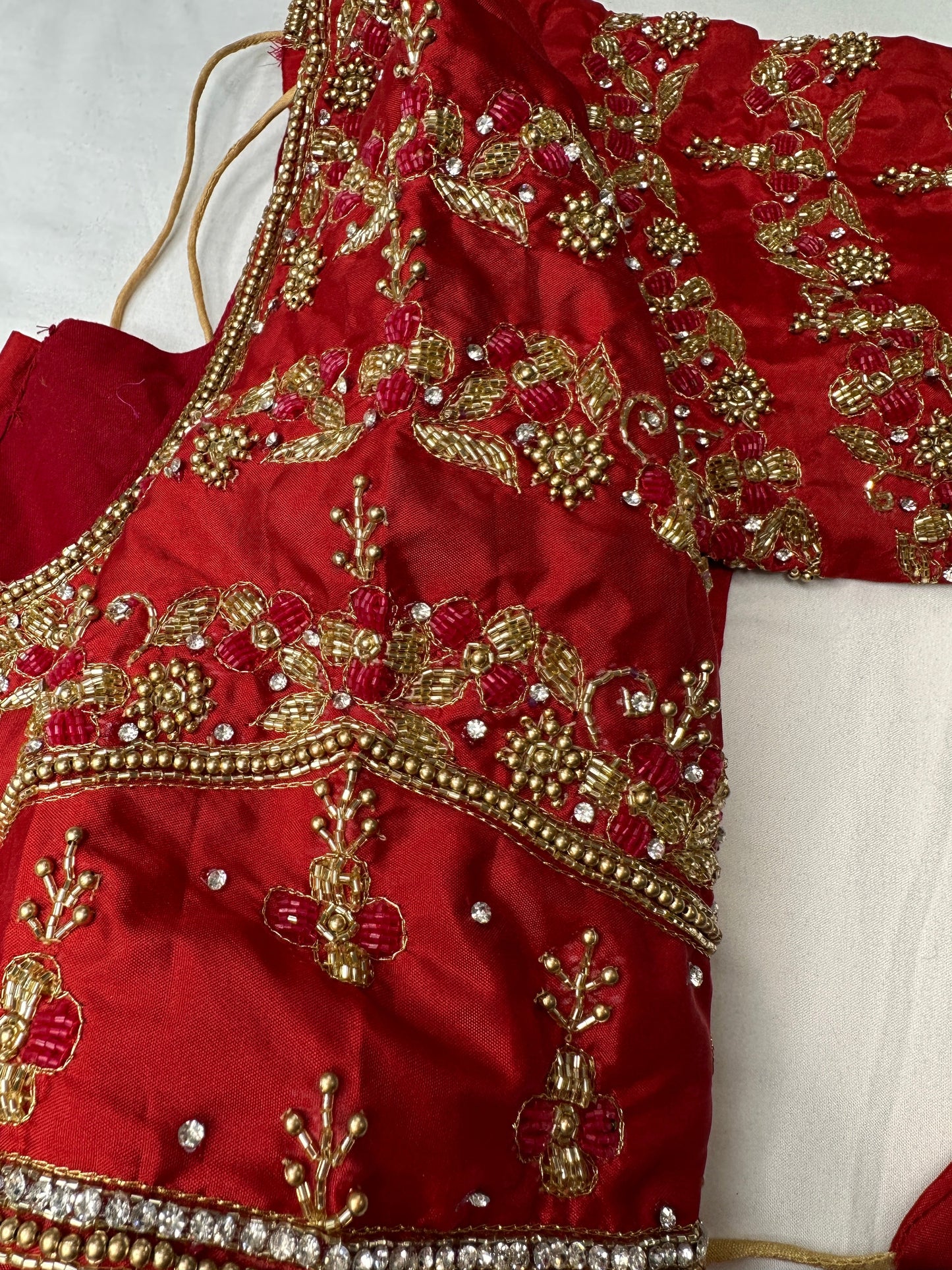 Red Maggam Aari Embroidery Blouse