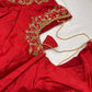 Red Maggam Aari Embroidery Blouse