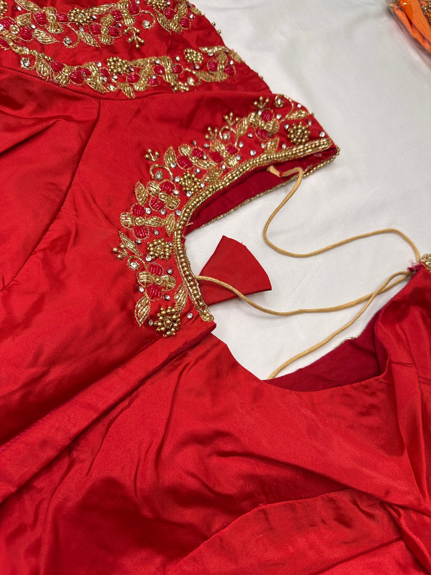 Red Maggam Aari Embroidery Blouse