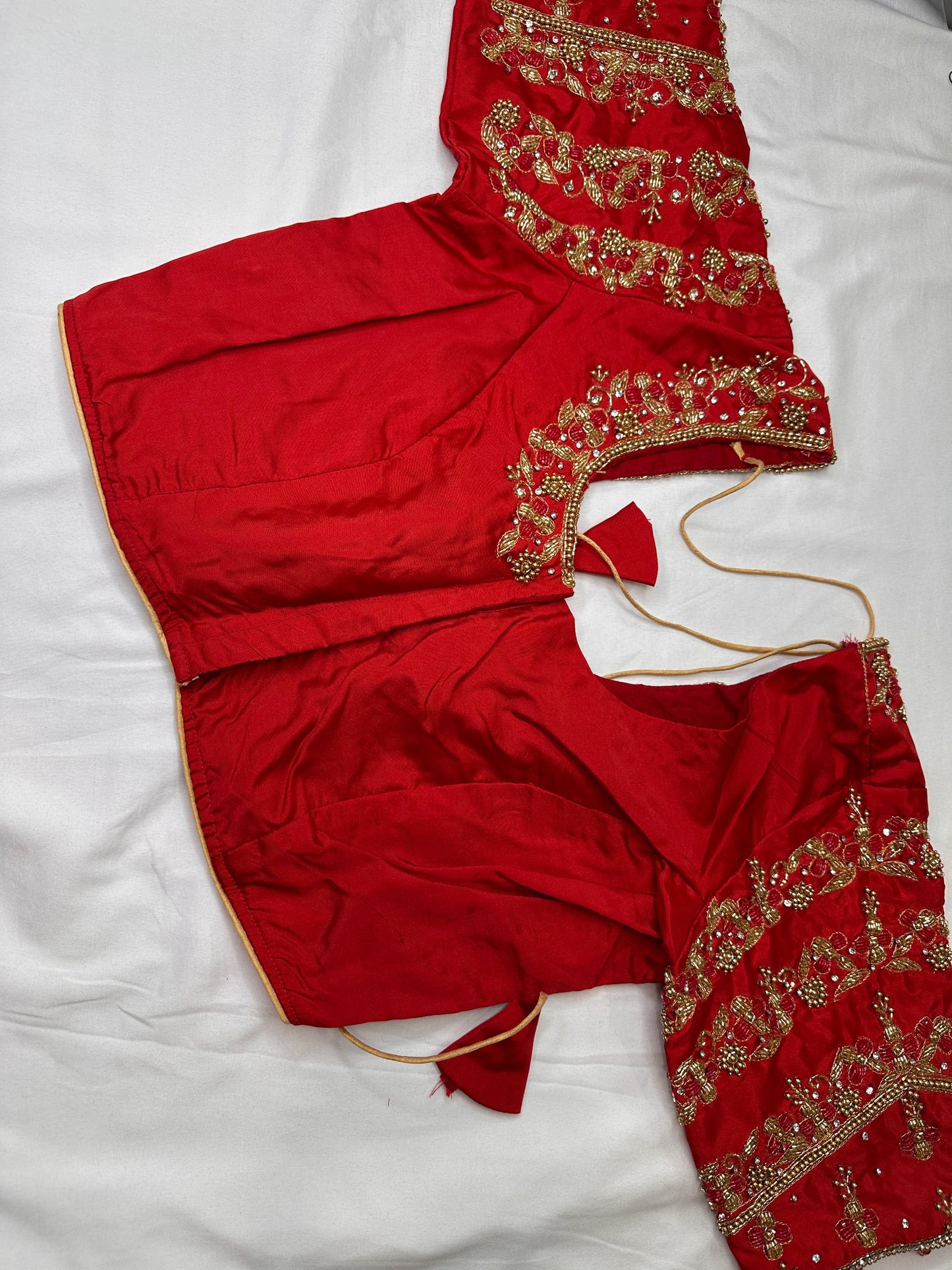 Red Maggam Aari Embroidery Blouse