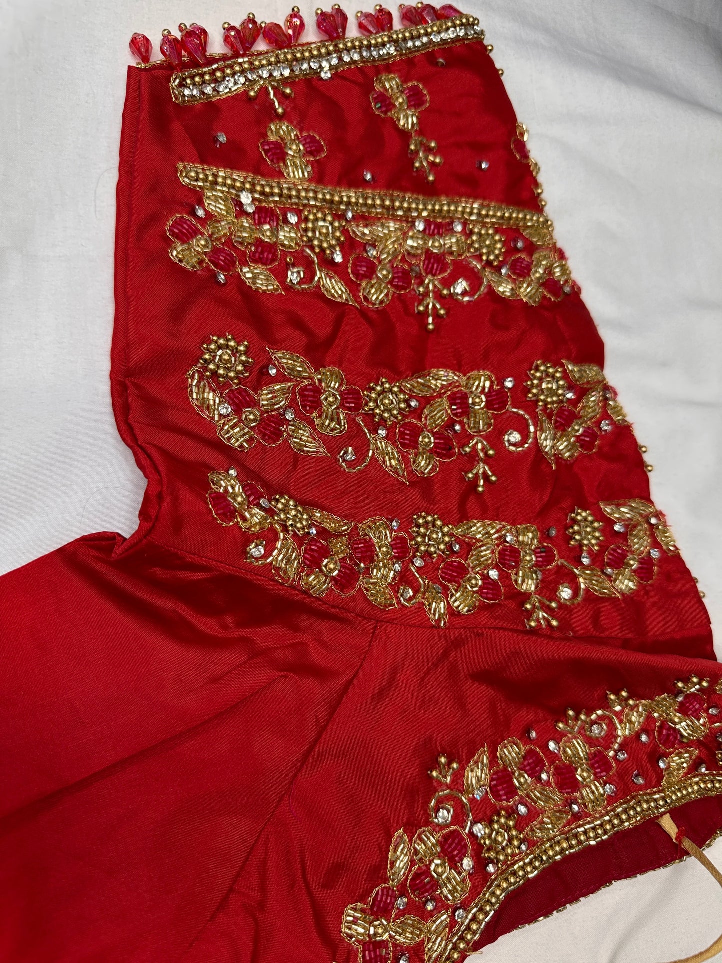 Red Maggam Aari Embroidery Blouse