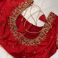 Red Maggam Aari Embroidery Blouse