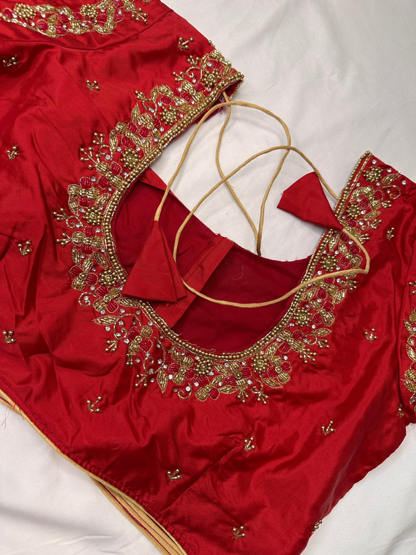 Red Maggam Aari Embroidery Blouse