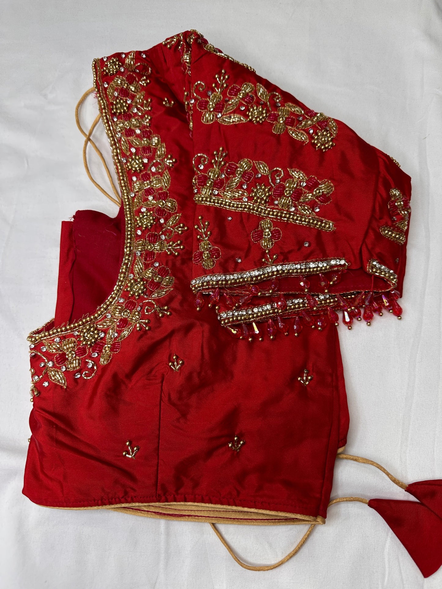 Red Maggam Aari Embroidery Blouse
