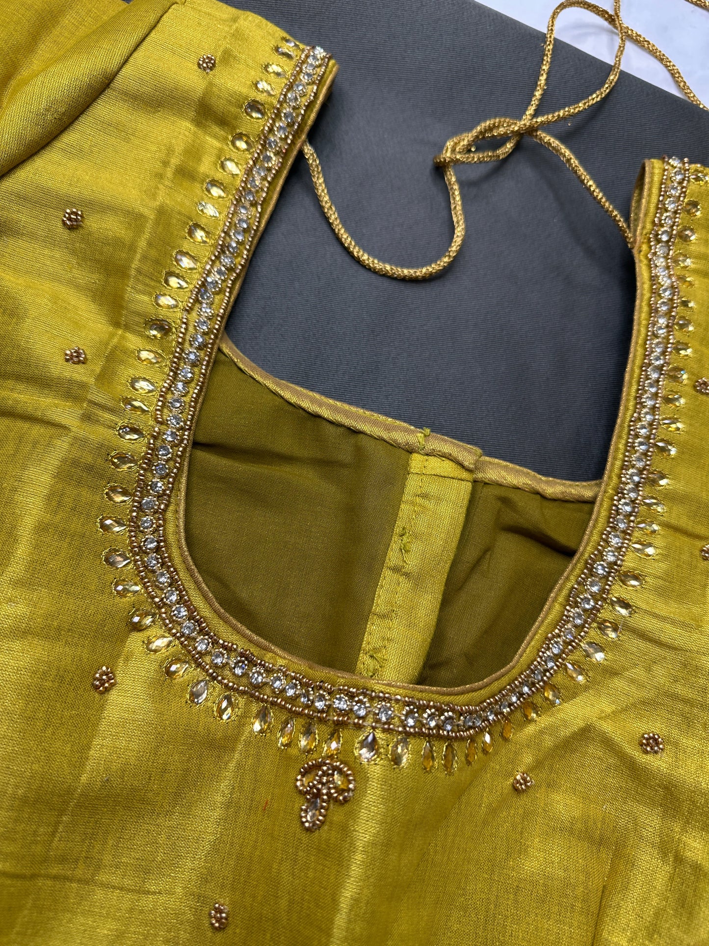 Gold Maggam Aari Embroidery Blouse