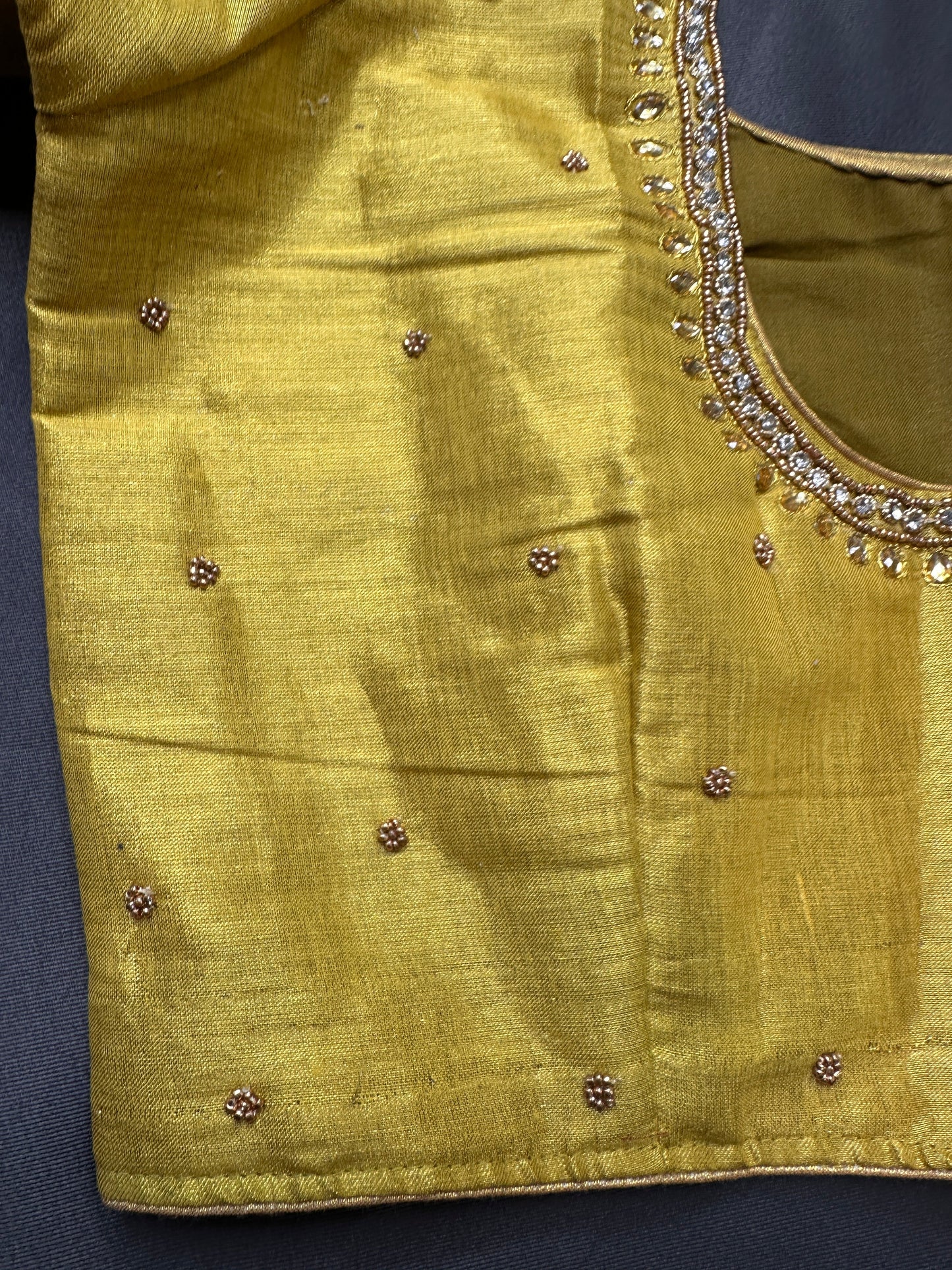 Gold Maggam Aari Embroidery Blouse