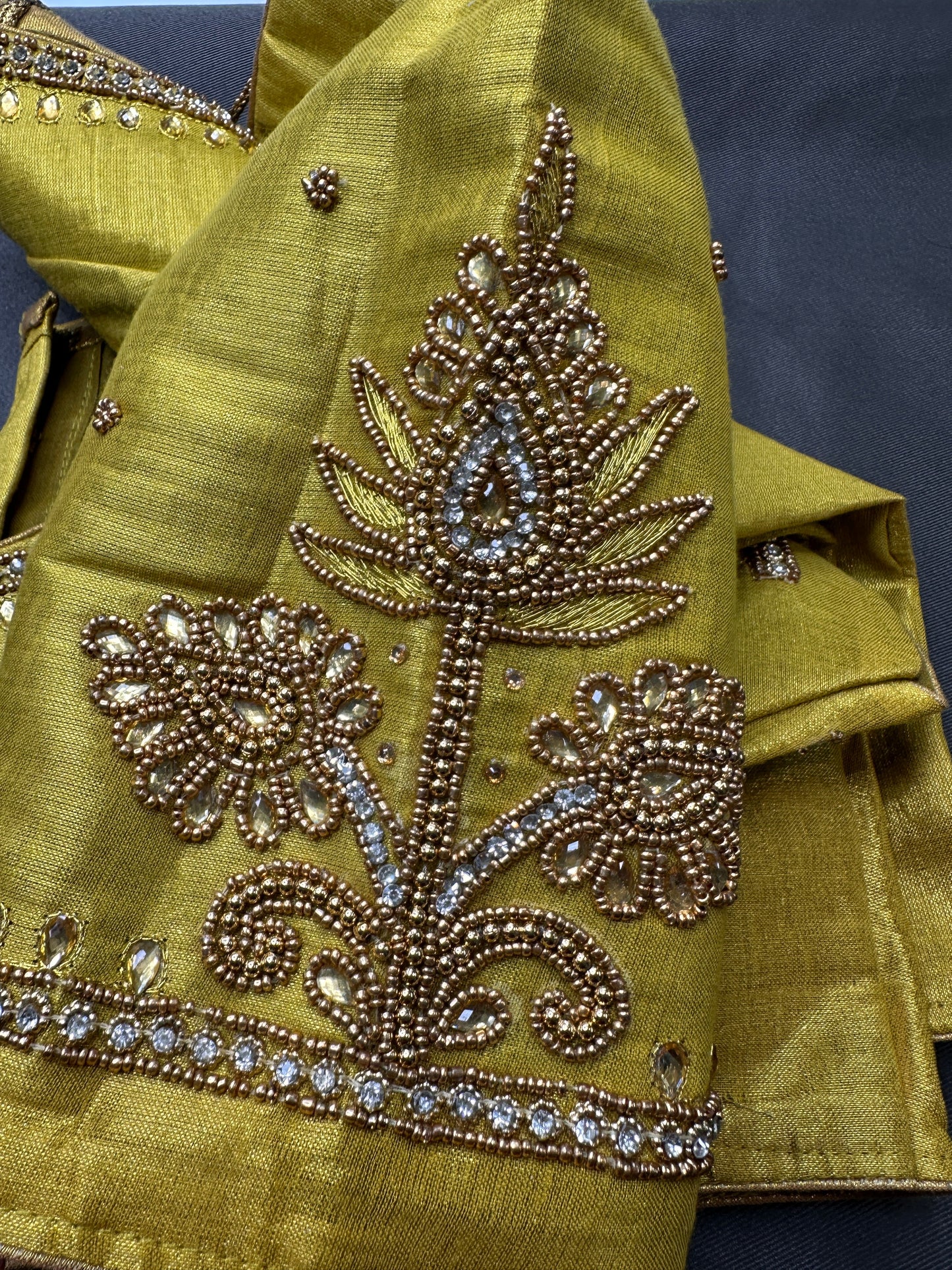 Gold Maggam Aari Embroidery Blouse