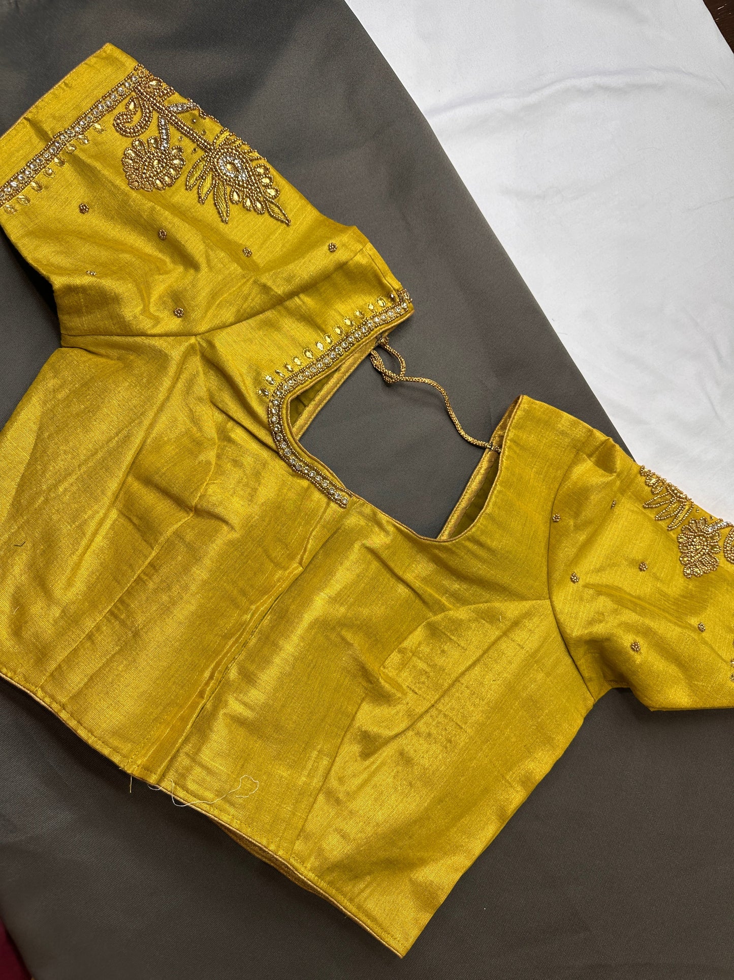 Gold Maggam Aari Embroidery Blouse
