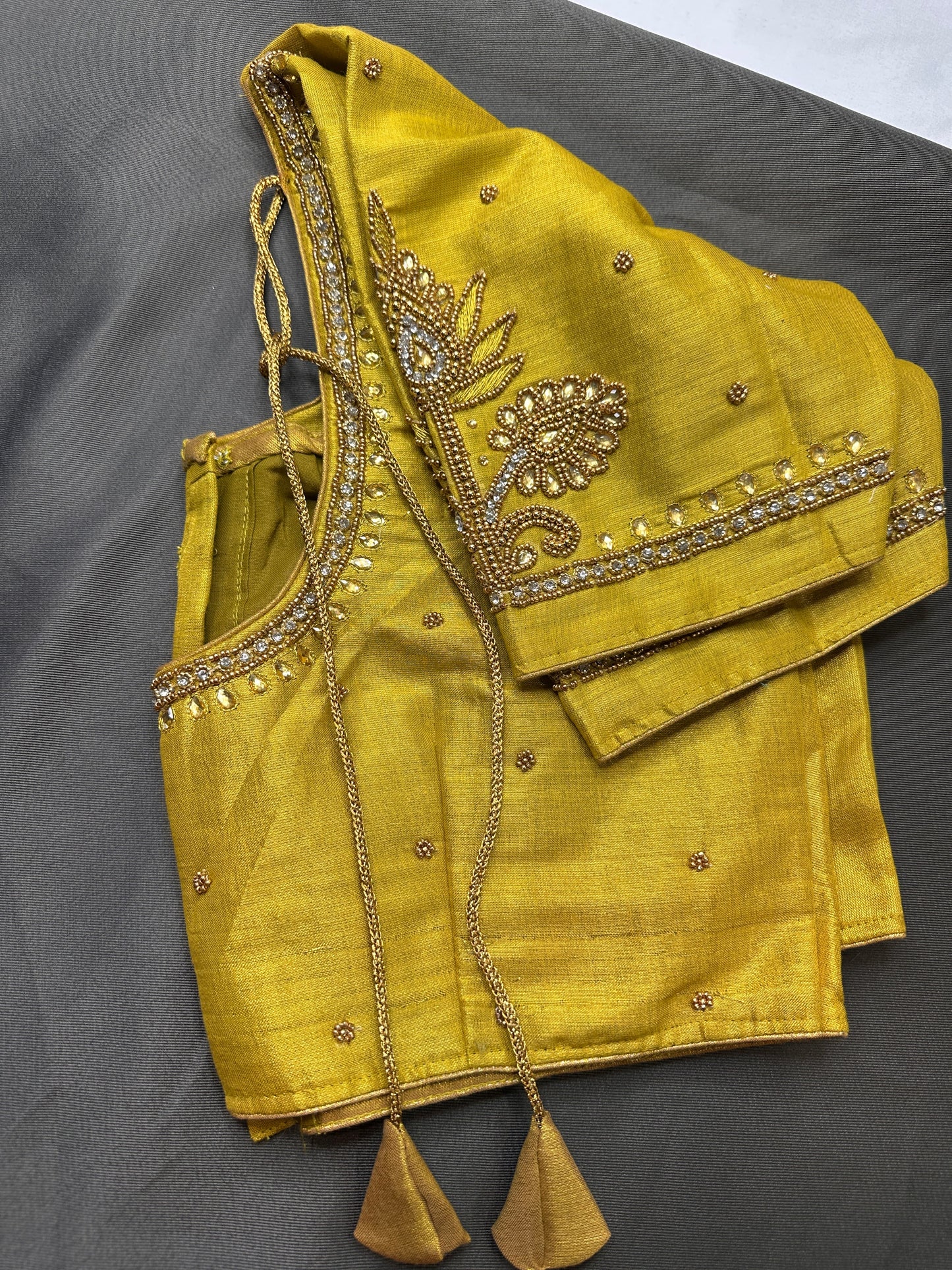 Gold Maggam Aari Embroidery Blouse