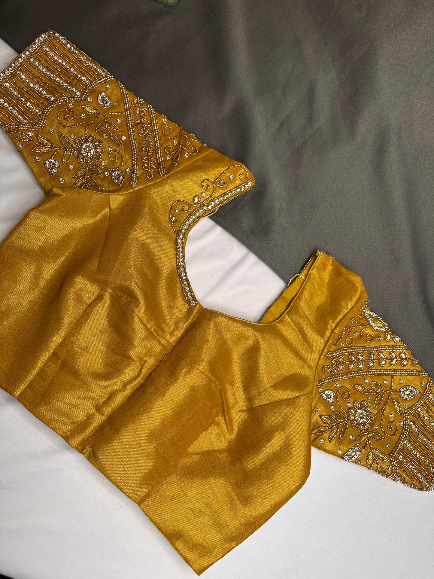 Gold Maggam Aari Embroidery Blouse