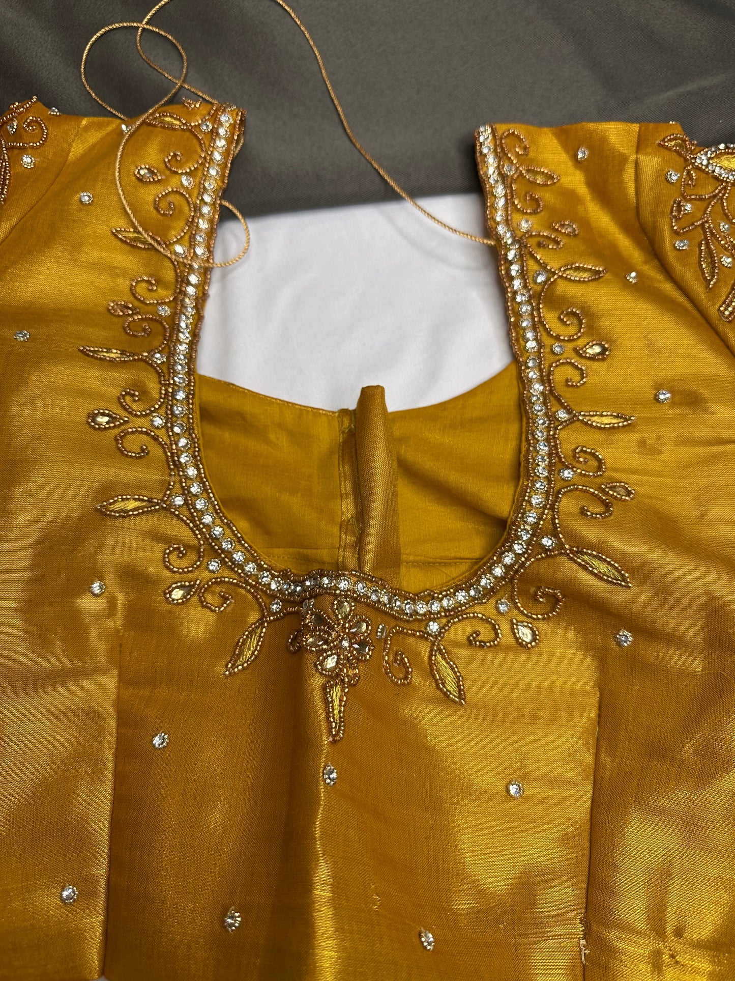 Gold Maggam Aari Embroidery Blouse