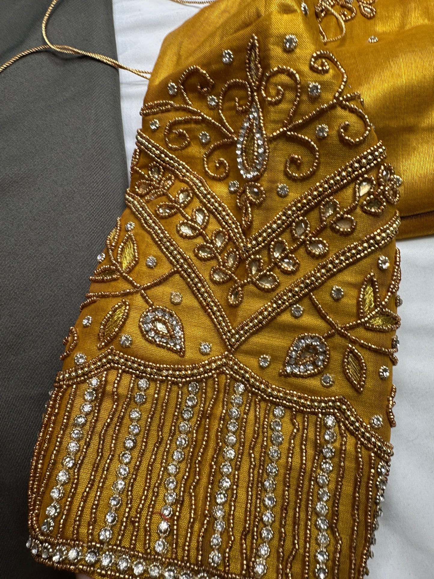 Gold Maggam Aari Embroidery Blouse