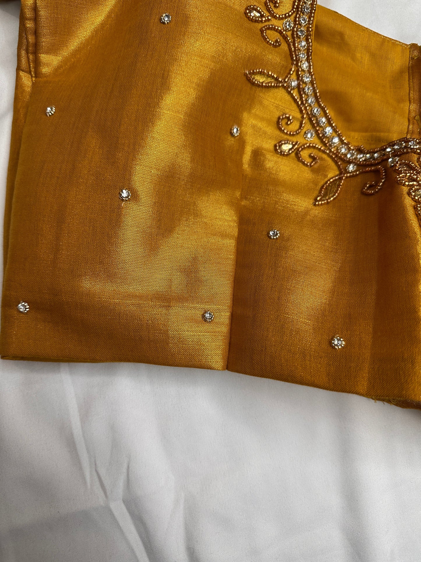 Gold Maggam Aari Embroidery Blouse