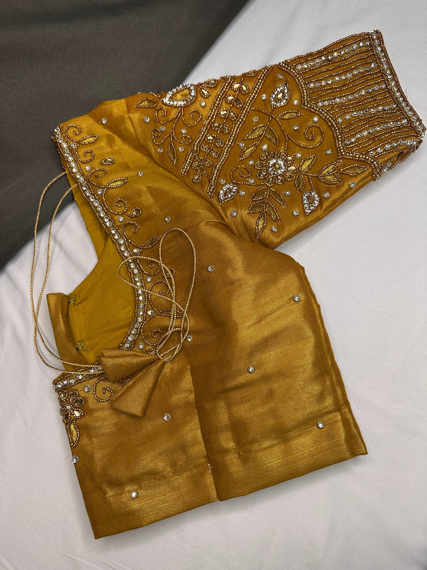 Gold Maggam Aari Embroidery Blouse