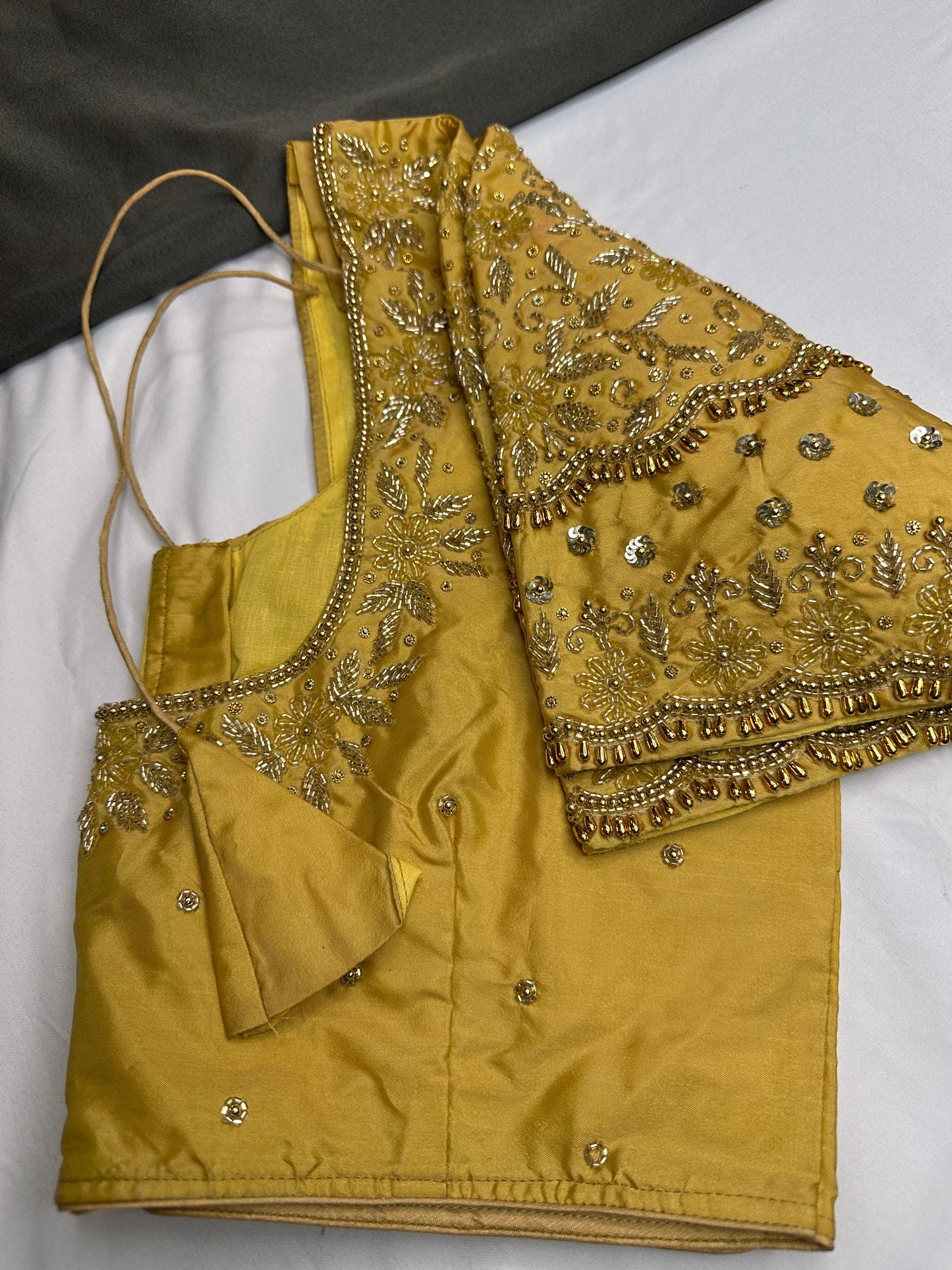 Gold Maggam Aari Embroidery Blouse