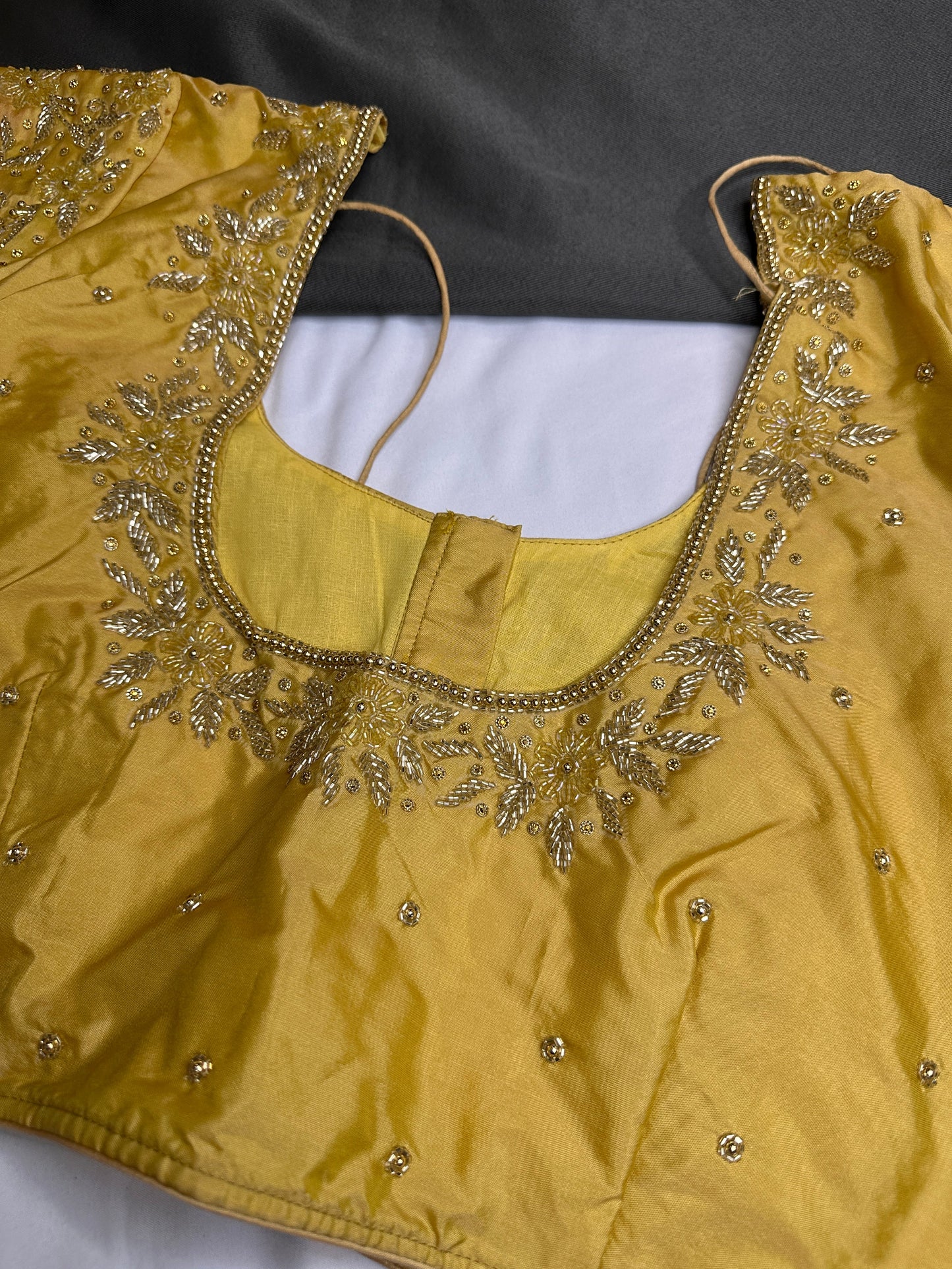 Gold Maggam Aari Embroidery Blouse
