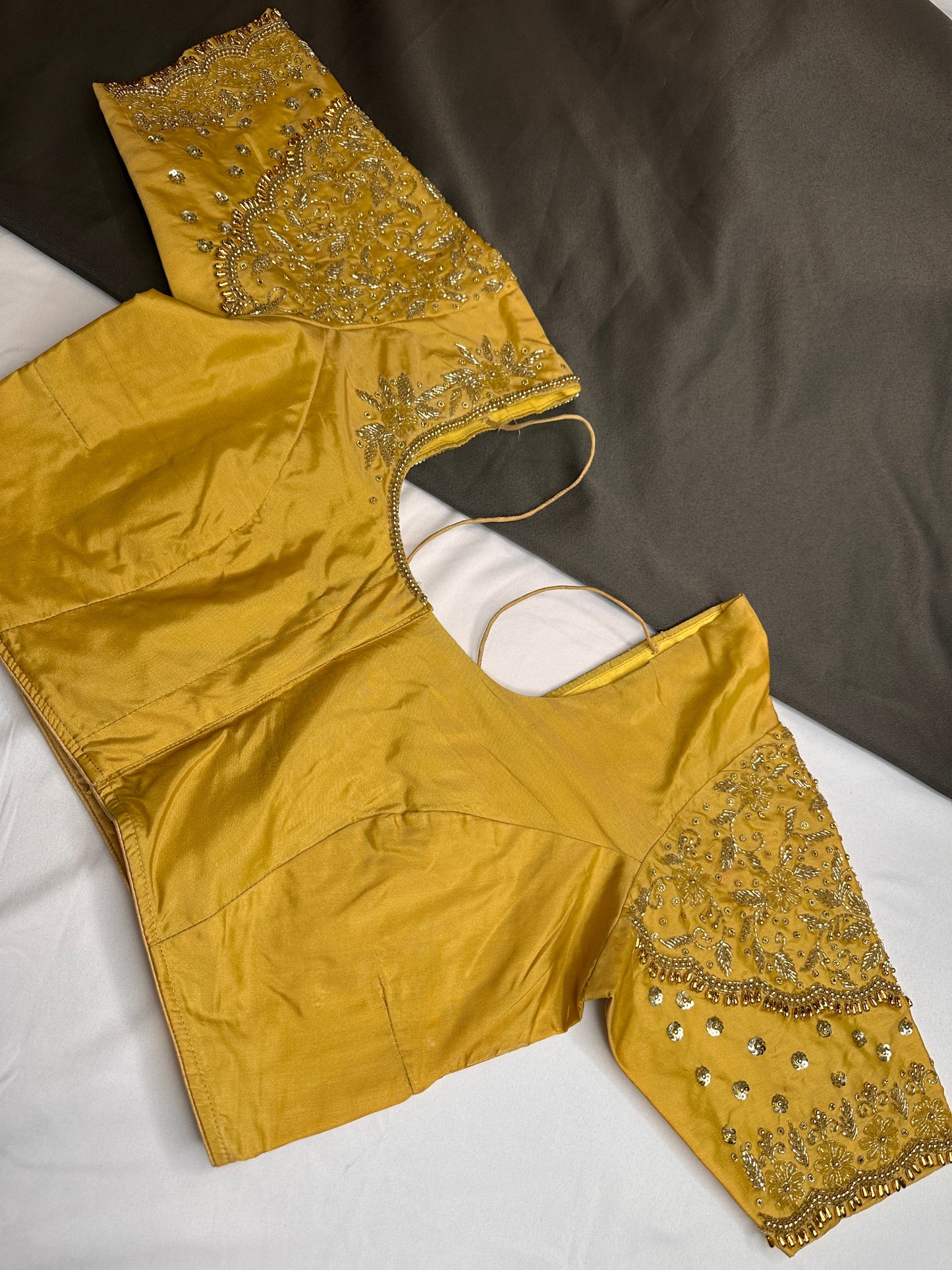 Gold Maggam Aari Embroidery Blouse