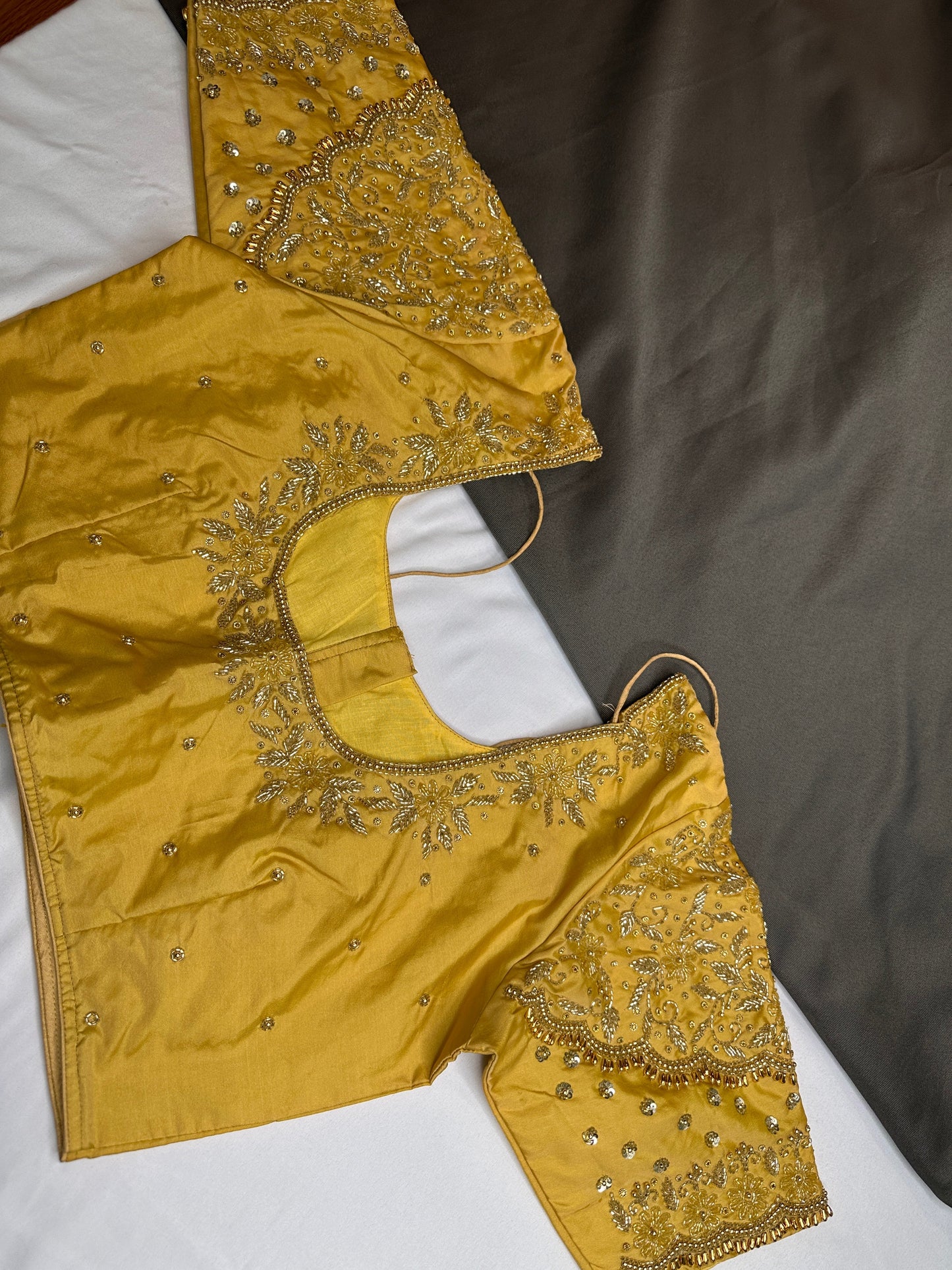 Gold Maggam Aari Embroidery Blouse