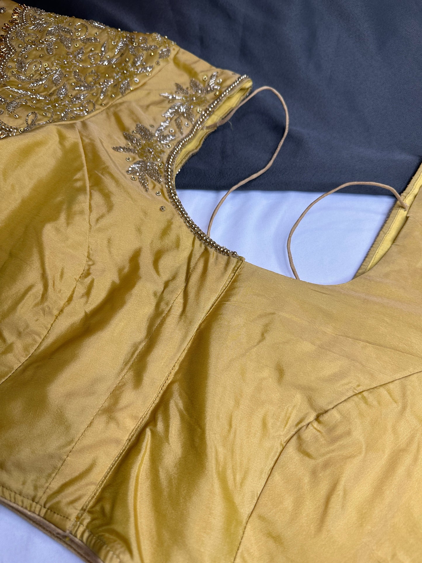 Gold Maggam Aari Embroidery Blouse