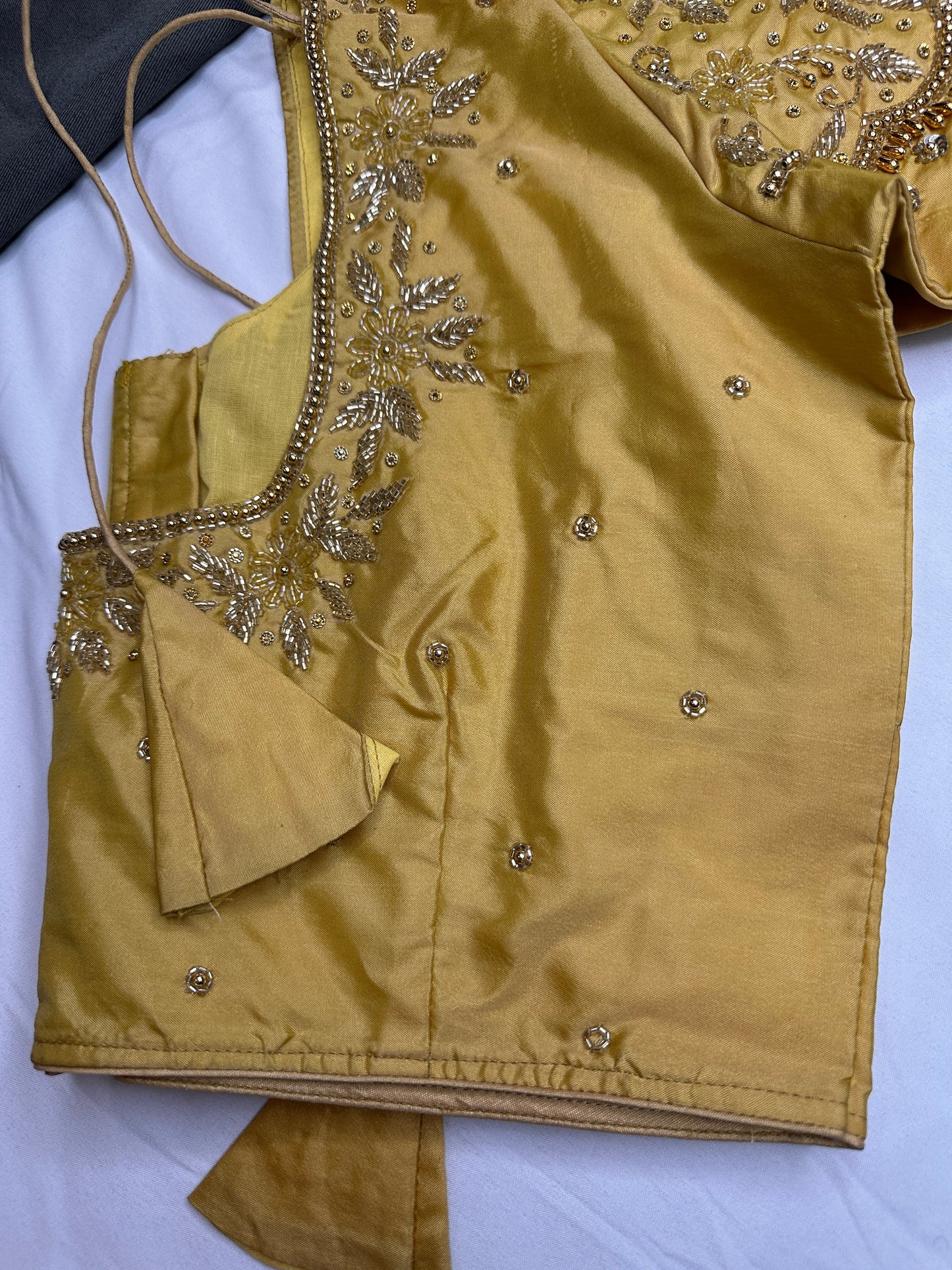 Gold Maggam Aari Embroidery Blouse
